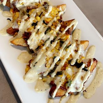 Zest - Pulled pork potato skins - New American Near Me - Bay Shore, New York Zest - Pulled pork potato skins - New American Near Me - Bay Shore, New York