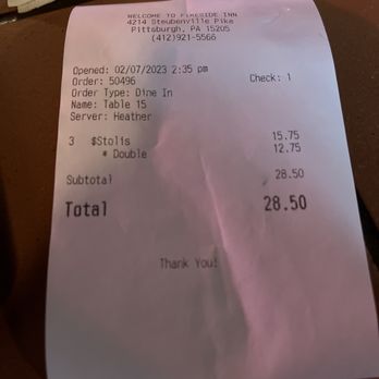 Fireside Inn - $28 for three mini drinks.... - Sports Bars Near Me - Pittsburgh, Pennsylvania
