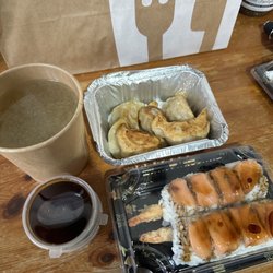 Yagura - (My takeaway) Miso soup, gyozas, Yagura roll