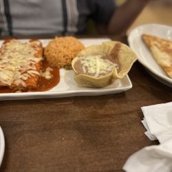 San Jose's Original Mexican Restaurant - 2 cheese enchiladas with cheese quesadilla