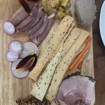 Thompson House Eatery - Gorgeous housemade charcuterie board. Velvety pate. Yummy duck ham. Fun to taste and combine flavors of the different components. - New American Near Me - Jackson, New Hampshire