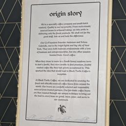 This photo is a description of the origin story of black turtle coffee This photo is a description of the origin story of black turtle coffee