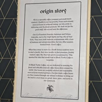 Black Turtle Coffee - This photo is a description of the origin story of black turtle coffee - Coffee & Tea Near Me - Philadelphia, Pennsylvania Black Turtle Coffee - This photo is a description of the origin story of black turtle coffee - Coffee & Tea Near Me - Philadelphia, Pennsylvania