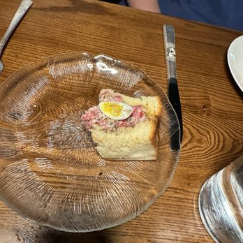 A5 Steakhouse - What's left of the steak tartar on the amazing Japanese milk bread - Steakhouses Near Me - Denver, Colorado