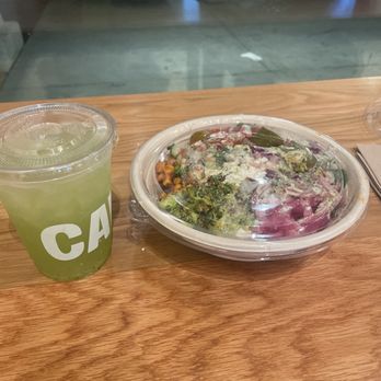 Cava - Chicken bowl & cucumber water - Mediterranean Near Me - Long Beach, California Cava - Chicken bowl & cucumber water - Mediterranean Near Me - Long Beach, California