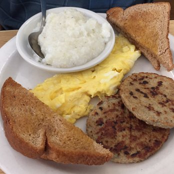 Pancake Shop - Hubby had- Grits, eggs, wheat toast, and turkey sausage. Yummy Yum! - Breakfast & Brunch Near Me - Memphis, Tennessee