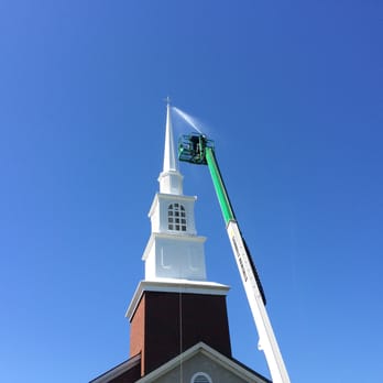 HydroClean Pressure Washing - Cleaning a tall steeple in Valdese, NC - Window Washing Near Me - Hickory, North Carolina