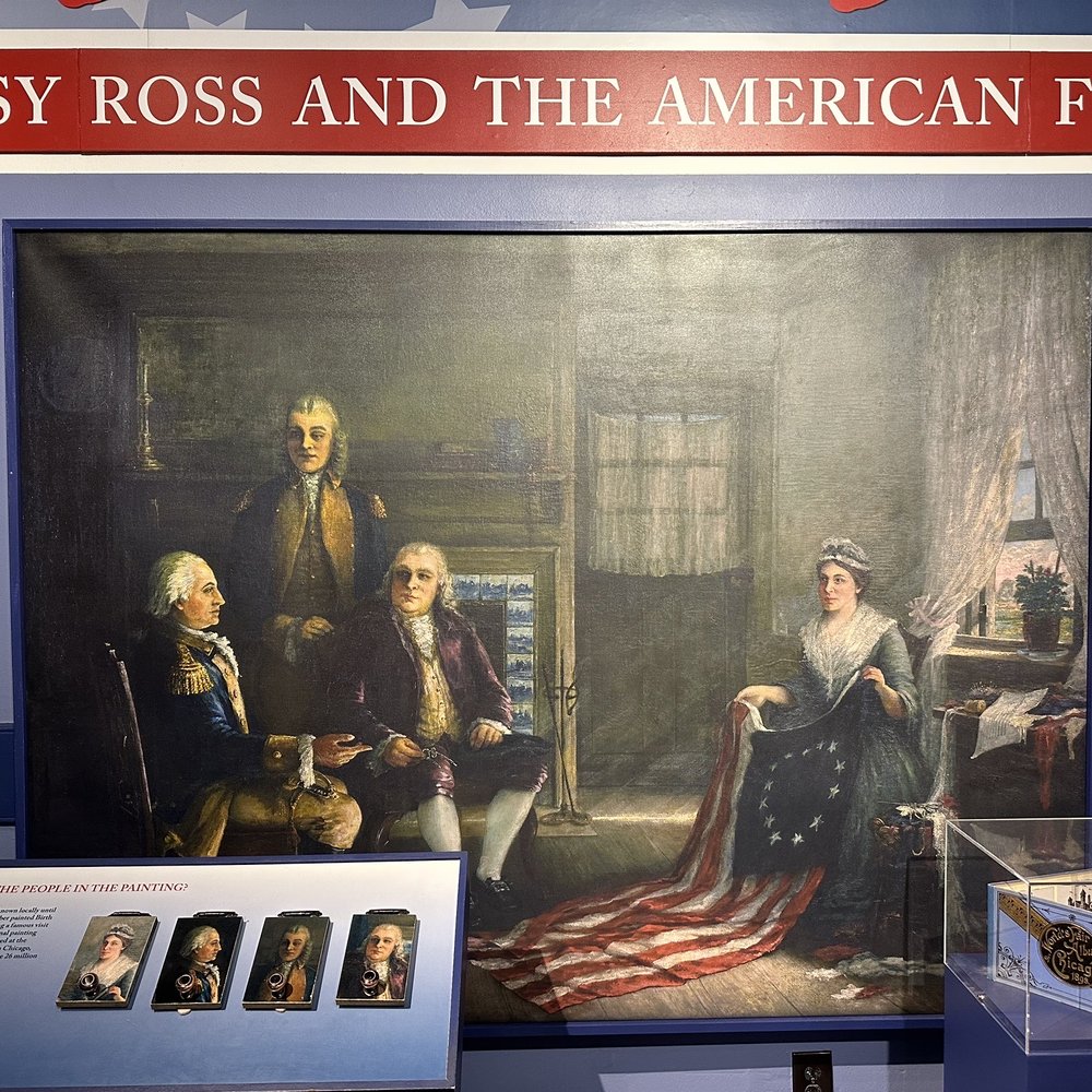 The Betsy Ross House - Replica painting of making the flag - Landmarks & Historical Buildings Near Me - Philadelphia, Pennsylvania The Betsy Ross House - Replica painting of making the flag - Landmarks & Historical Buildings Near Me - Philadelphia, Pennsylvania