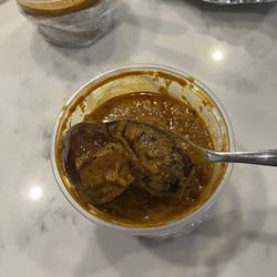 Flavors - Carry out bagara baingan. Down to 2.5 baby eggplants in the entire entree.