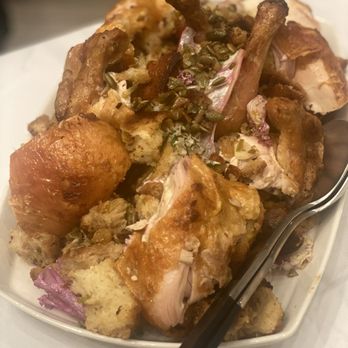 Cellar Door - Roast chicken with some sort of "bread salad" that was delicious!! - Caterers Near Me
