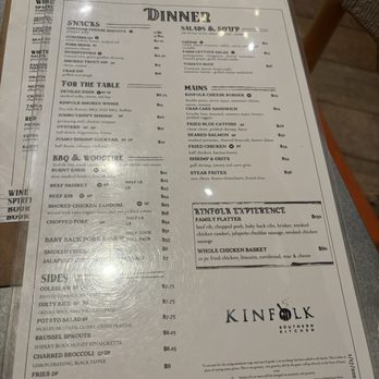 Kinfolk Southern Kitchen - Dinner menu - Southern Near Me - Washington, DC, District of Columbia