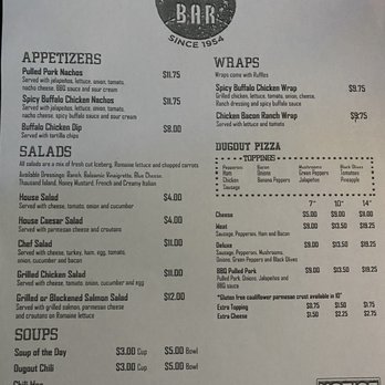 Dugout Bar - Menu - Dive Bars Near Me - Indianapolis, Indiana