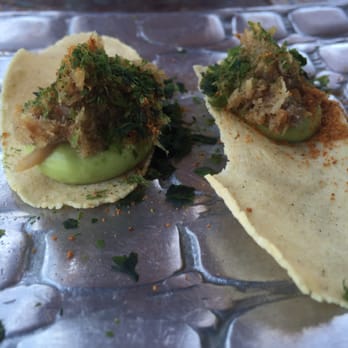 Corazon de Tierra - Swordfish amuse - Latin American Near Me - Valle De Guadalupe, BCN