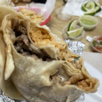 Dulces Antojitos #3 - Hall eaten super carne asada burrito, and the menu board - Mexican Near Me - Discovery Bay, California