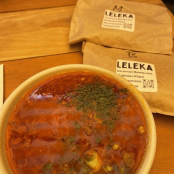 Leleka - Borsh with mushroom and beef piroshki - Ukrainian Near Me - San Francisco, California Leleka - Borsh with mushroom and beef piroshki - Ukrainian Near Me - San Francisco, California