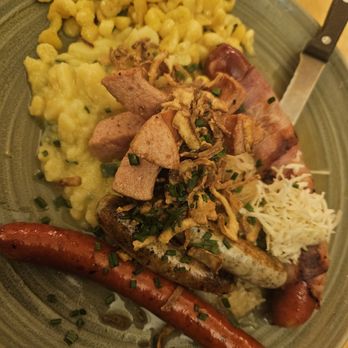 Rechthaler Hof - Sausage platter. Added side of spaetzel. - Bavarian Near Me - Munich, BY Rechthaler Hof - Sausage platter. Added side of spaetzel. - Bavarian Near Me - Munich, BY