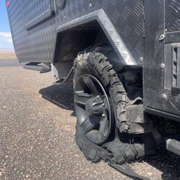 My blown up tire. My blown up tire.