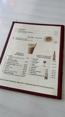 Menu photo 2 El Rinconcito Nicaraguense San Francisco, CA