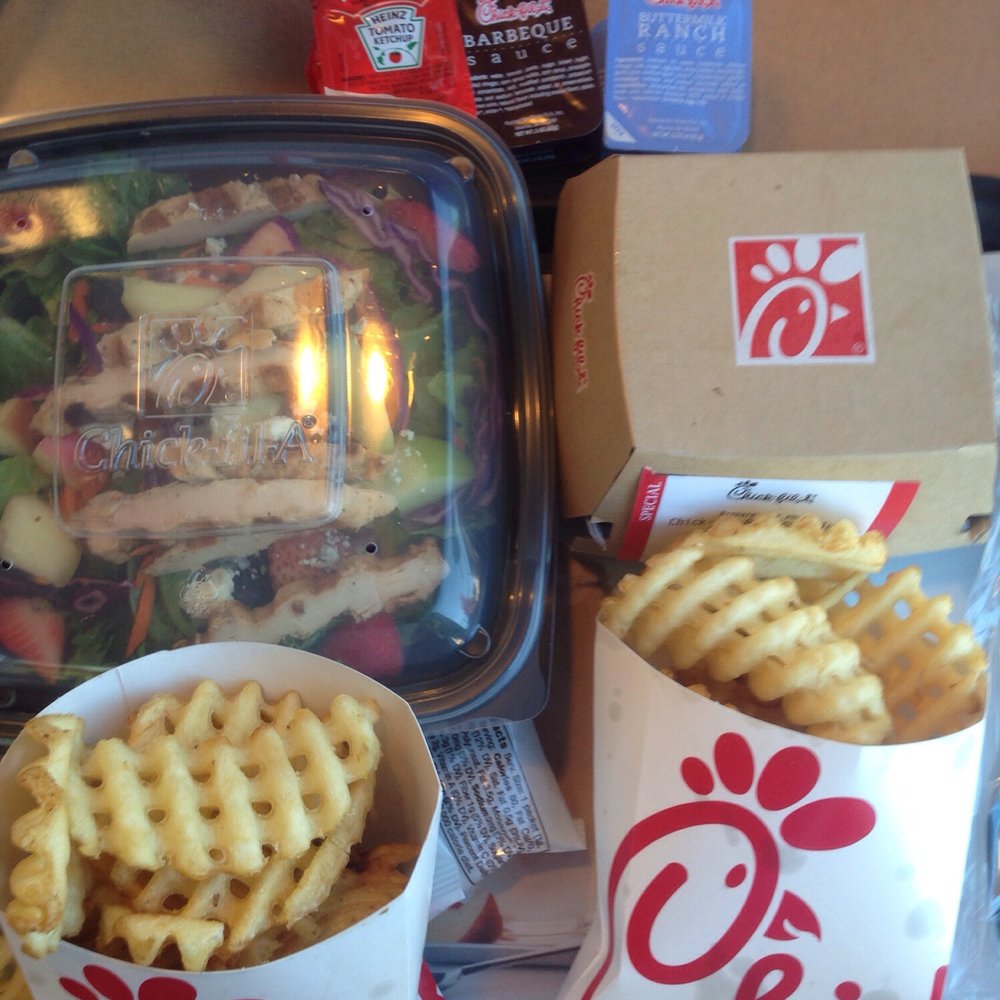 Chick-fil-A - Salad and waffle cut fries: a balanced meal ;) - Fast Food Near Me - Folsom, California Chick-fil-A - Salad and waffle cut fries: a balanced meal ;) - Fast Food Near Me - Folsom, California