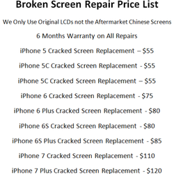 iPhone Depots - Broken Screen Repair Price List