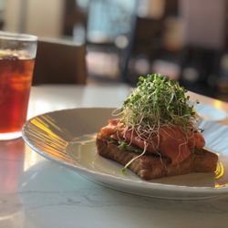 Avocado toast with smoked salmon added