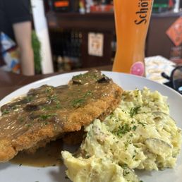 Jagger schnitzel with german potato salad Jagger schnitzel with german potato salad