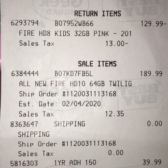 Best Buy - My receipt from the store - Electronics Near Me - Oxford, Alabama