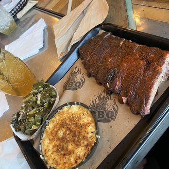 Bad Brads BBQ - Texas Style Pork Ribs (1/2 Rack) with Mac & Cheese and Collard Greens. - Barbeque Near Me - Livonia, Michigan
