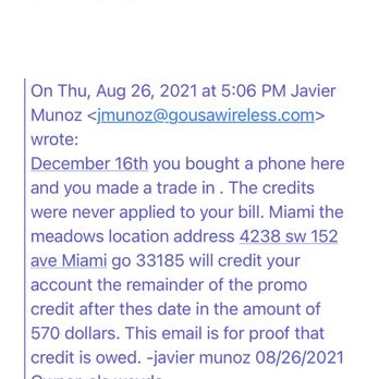 AT&T Store - This is the email he wrote after we asked him for something in writing to prove we will be receiving our credit for the trade in. - Mobile Phones Near Me - Miami, Florida