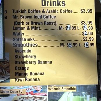 Crepe town - a menu for drinks - Food Court Near Me - Tucson, Arizona