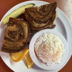 Grilled Rueben with Cottage Cheese side