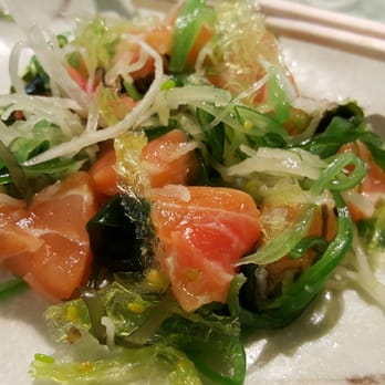Sushi.Com - My own mixture of their salmon sashimi and seaweed salad ************ - Sushi Bars Near Me - Spokane, Washington