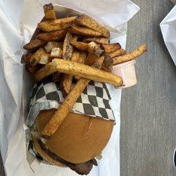 The Ranch Scottish Highland Burgers - Tritip sandwich and fries
