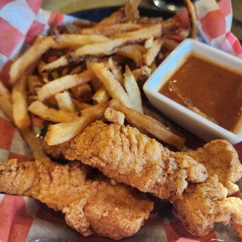Chatty's Tavern - Kids chicken tenders with side if fries and BBQ sauce. - Burgers Near Me - Grafton, Ohio