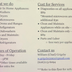 Grigsby's In Home Appliance Repair