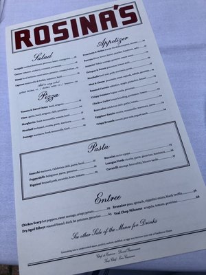 Menu photo 8 Bar Rosina's Greenwich, CT