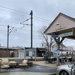 Mystic Depot Roasters - Outdoor seating during the warmer seasons.