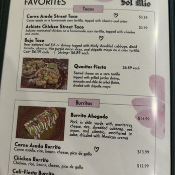 Sol Mio - Menu - Waffles Near Me - Pahrump, Nevada
