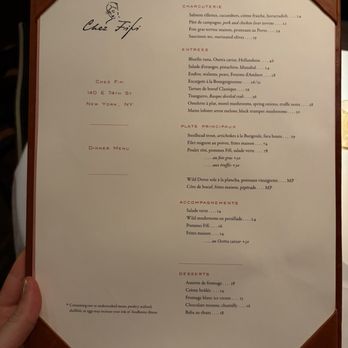 Chez Fifi - Menu 3/21/26 - French Near Me - New York, New York
