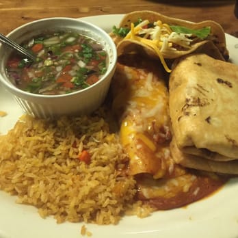 Ramos Redux Events - Combo platter: cheese enchilada, chicken taco, chicken chimi with rice and vegetarian beans. - Mexican Near Me - Mesa, Arizona Ramos Redux Events - Combo platter: cheese enchilada, chicken taco, chicken chimi with rice and vegetarian beans. - Mexican Near Me - Mesa, Arizona