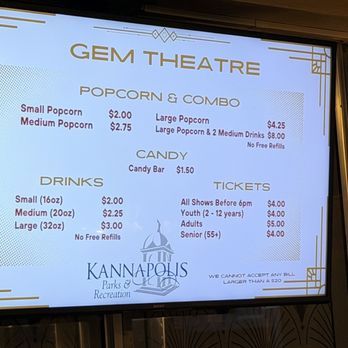 Gem Theatre - Gem movie menu - Cinema Near Me - Kannapolis, North Carolina