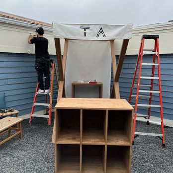 Hayes Custom Carpentry - Tracy Anderson teak outdoor tent . Fabricated and installed on 7/18/22 - General Contractors Near Me - Staten Island, New York Hayes Custom Carpentry - Tracy Anderson teak outdoor tent . Fabricated and installed on 7/18/22 - General Contractors Near Me - Staten Island, New York