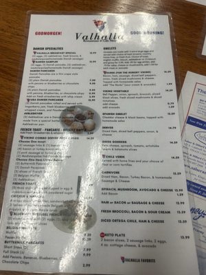 Menu photo 2 Valhalla Restaurant Visalia, CA