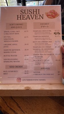 Menu photo 5 Sushi Heaven Carmel By the Sea, CA