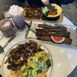 Millionaire Bacon Sampler, Iced Ube Latte, Hot Ube Latte, Francis Soufflé Skillet, Oscar Benedict Millionaire Bacon Sampler, Iced Ube Latte, Hot Ube Latte, Francis Soufflé Skillet, Oscar Benedict