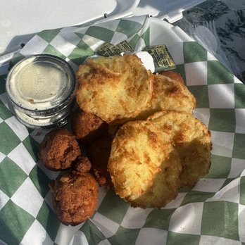 Nick's Seafood - Hush puppies and fried green tomatoes - Seafood Near Me - Freeport, Florida Nick's Seafood - Hush puppies and fried green tomatoes - Seafood Near Me - Freeport, Florida