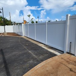 Upright Fencing Hawaii - New Vinyl Slide Gate with Aluminum Frame.