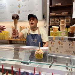 Gelati Gelati! - I enjoyed a small cup of hazelnut gelato, my friend a chocolate cone.