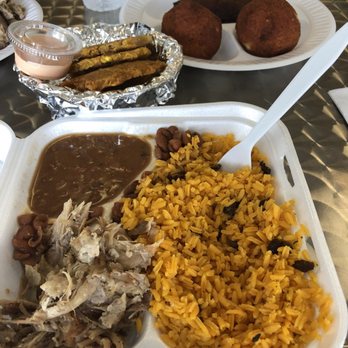 El Sazon de Mama - Pernil, arroz con gandules with habichuelas. Large size. With tostones and alcapurria & rellena de papa. - Puerto Rican Near Me - Ocala, Florida