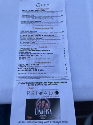 Menu photo 5 Oscar's Downtown Palm Springs Palm Springs, CA Menu photo 5 Oscar's Downtown Palm Springs Palm Springs, CA